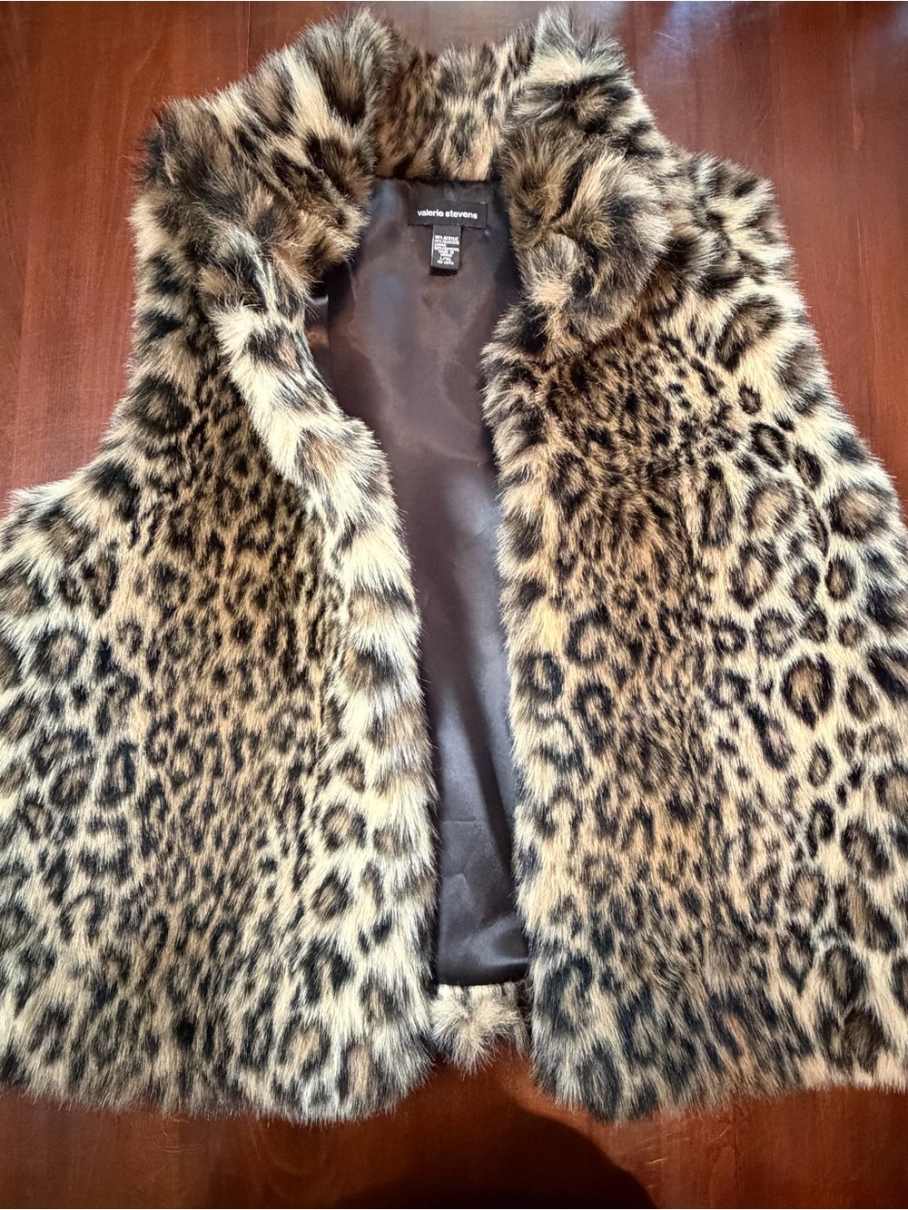 Valerie Stevens Leopard Faux Fur Vest L/XL